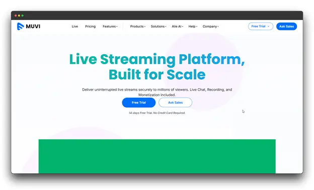 Muvi Live platform preview, showing a robust Live Streaming Software solution with ultra-low latency and hosting features for enterprise Tools for Content Creators. Software to Live Stream ; Best Software to Live Stream; Tools for Content Creators; Live Streaming Software