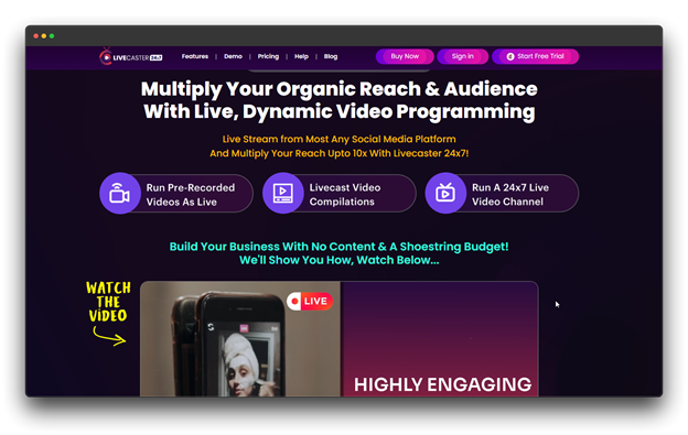 Livecaster 24/7 desktop application view, a versatile Live Streaming Software designed to automate around-the-clock broadcasts for social media. Software to Live Stream ; Best Software to Live Stream; Tools for Content Creators; Live Streaming Software