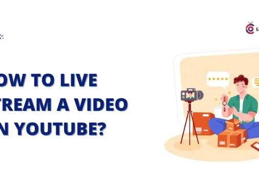 A man is sitting on the floor, unboxing a product and looking at it with a surprised expression. He is live streaming the unboxing on YouTube. The image includes the text "How to Live Stream a Video on YouTube?" and the Livestreamer logo. Keywords: Live Stream a Video on YouTube, YouTube Live Stream, Unboxing, Product Review, Livestreamer