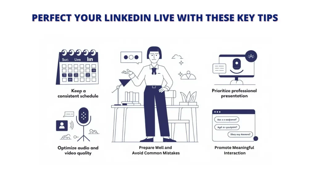 Perfect Your LinkedIn Live with These Key Tips.
LinkedIn Live: Broadcast your expertise to a global audience.
Live on LinkedIn: Engage with your network in real-time.
How to go Live on LinkedIn: Learn how to share your knowledge and insights through live video.