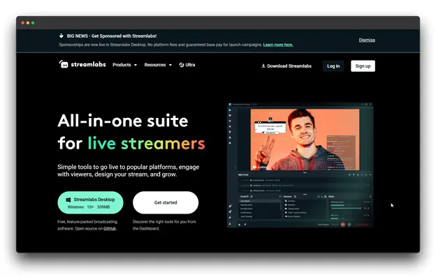 Streamlabs OBS dashboard with integrated alerts and chat widgets, often cited as the Best Software to Live Stream for gamers and creative streamers. Software to Live Stream ; Best Software to Live Stream; Tools for Content Creators; Live Streaming Software